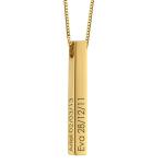 3D Bar Necklace in Gold