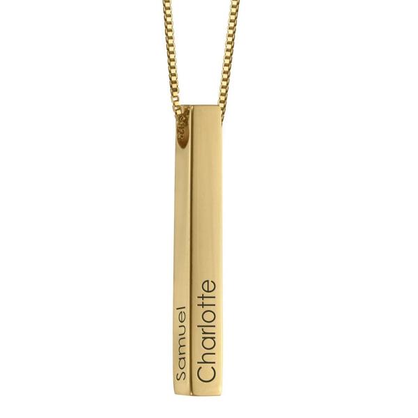 3D Bar Necklace in Gold