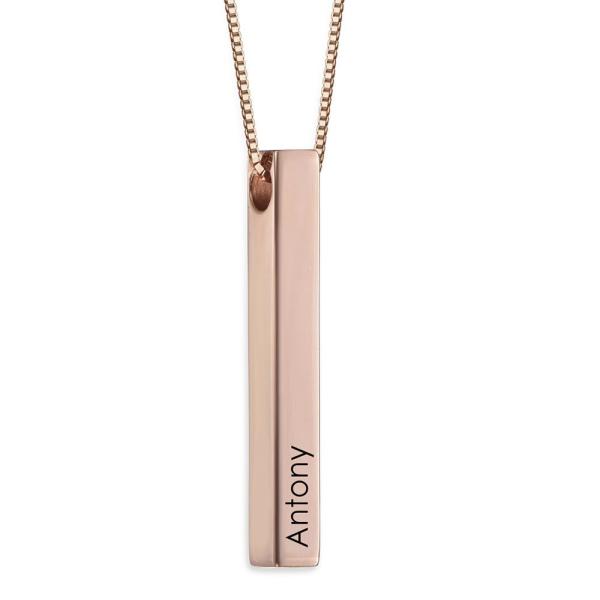 3D Bar Necklace in Rose Gold