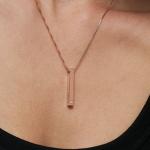 3D Bar Necklace in Rose Gold