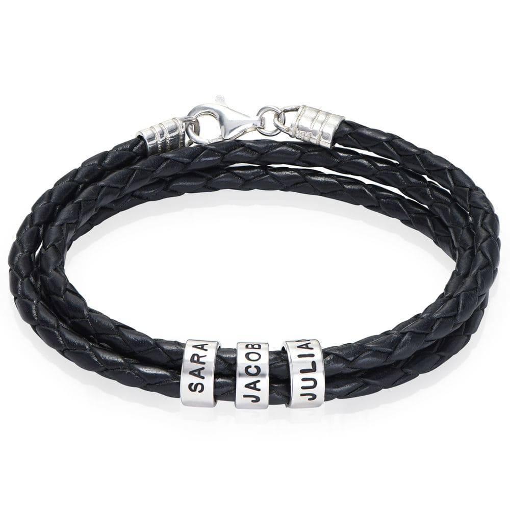 Silver Braided Leather Bracelet