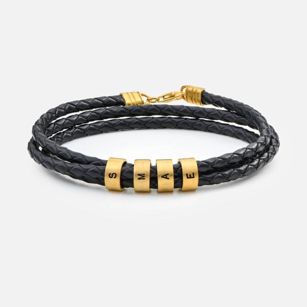 Gold Braided Leather Bracelet