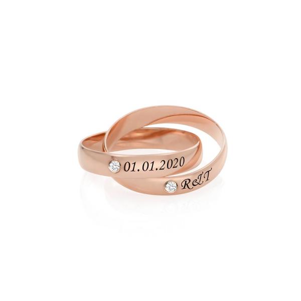 Charlize 2 Russian Rings with Diamonds in Rose Gold