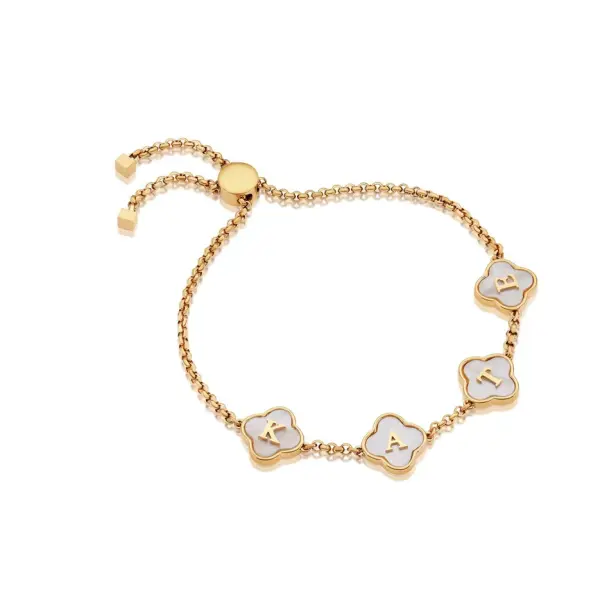 Gold Clover Name Bracelet