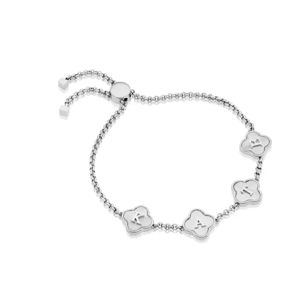 Silver Clover Name Bracelet