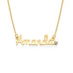 Diamond Cursive Name Necklace in Gold