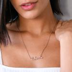 Diamond Cursive Name Necklace in Rose Gold