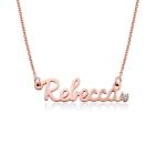 Diamond Cursive Name Necklace in Rose Gold