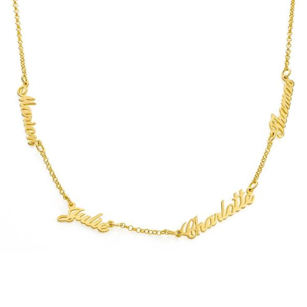 Multiple Name Necklace in Gold