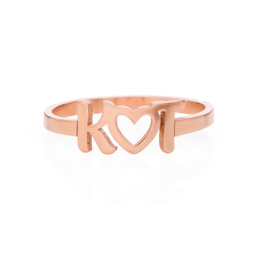 I Heart You Initial Ring in Rose Gold