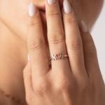 I Heart You Initial Ring in Rose Gold