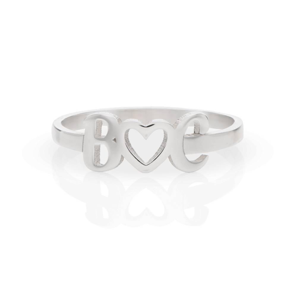 I Heart You Initial Ring in Silver