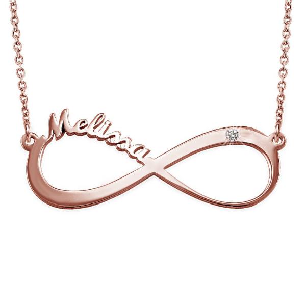 Infinity Name Necklace with Diamond in Rose Gold