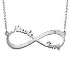 Infinity Name Necklace with Diamond in Silver