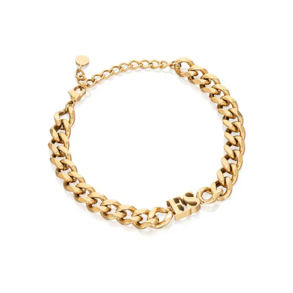 Gold Initial Curb Bracelet