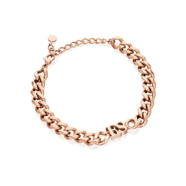 Rose Gold Initial Curb Bracelet