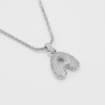 ICY Bubble Letter Initial Necklace Silver