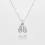 ICY Bubble Letter Initial Necklace Silver