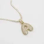 ICY Bubble Letter Initial Necklace Gold