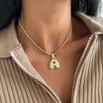 ICY Bubble Letter Initial Necklace Gold