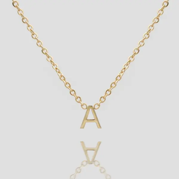 Mini Initial Necklace Gold