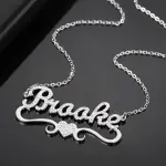 Iced Heart Name Necklace Silver