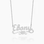 Iced Heart Name Necklace Silver