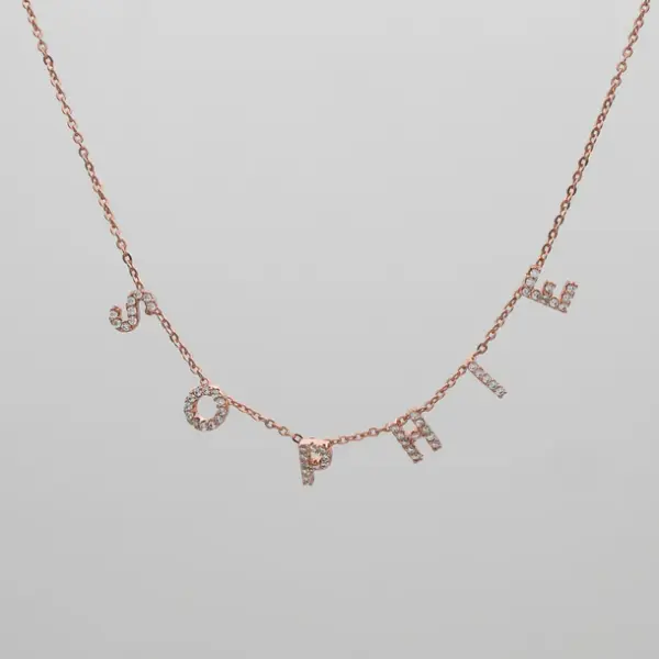 ICY Suspended Custom Name Necklace Rose Gold