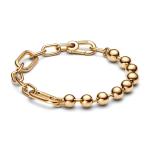 Gold-Plated Metal Bead & Link Chain Bracelet