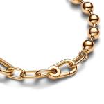 Gold-Plated Metal Bead & Link Chain Bracelet