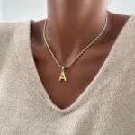 Mini Bubble Initial Necklace Gold