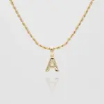 Mini Bubble Initial Necklace Gold