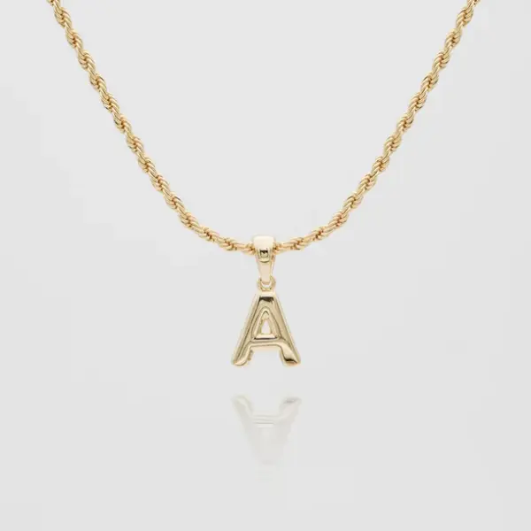 Mini Bubble Initial Necklace Gold