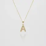 Mini Bubble Initial Necklace Gold