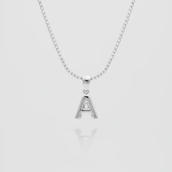 Mini Bubble Initial Necklace Silver