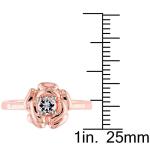 Sapphire Rose Flower Promise Ring in Rose Gold