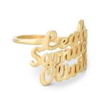 Script Triple Name Ring in Gold