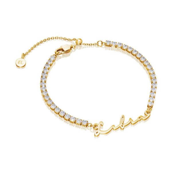 Signature Name Tennis Bracelet Gold