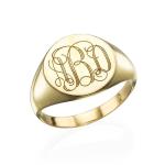 Signet Ring with Engraved Monogram for Women in Gold