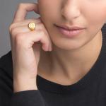 Signet Ring with Engraved Monogram for Women in Gold