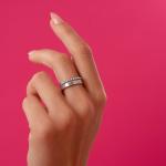 Sofia Double Band Ring with Diamonds in Silver