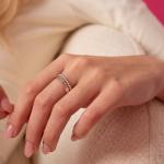 Sofia Double Band Ring with Diamonds in Rose Gold