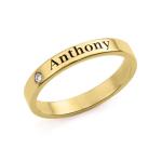 Stackable Diamond Name Ring in Gold