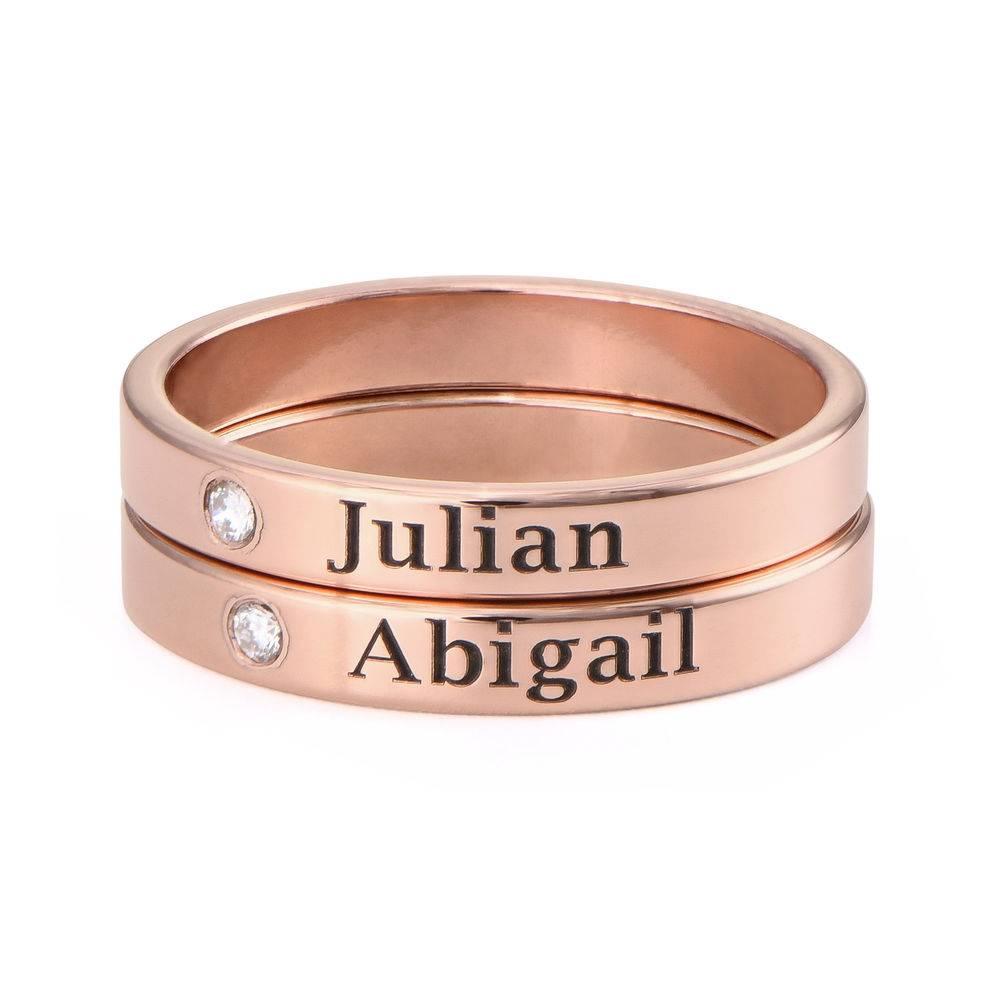 Stackable Diamond Name Ring in Rose Gold