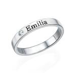 Stackable Diamond Name Ring in Silver