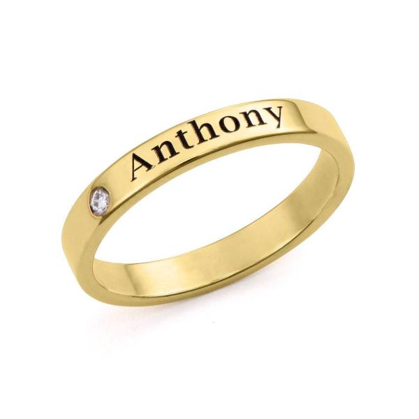 Stackable Name Ring with Diamond