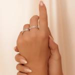 Sterling Silver Crystal Link Chain Ring