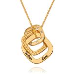 Teres Engraved Necklace with Diamonds in Gold