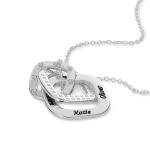 Teres Engraved Necklace with Diamonds in Silver