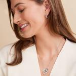 Teres Engraved Necklace with Diamonds in Silver